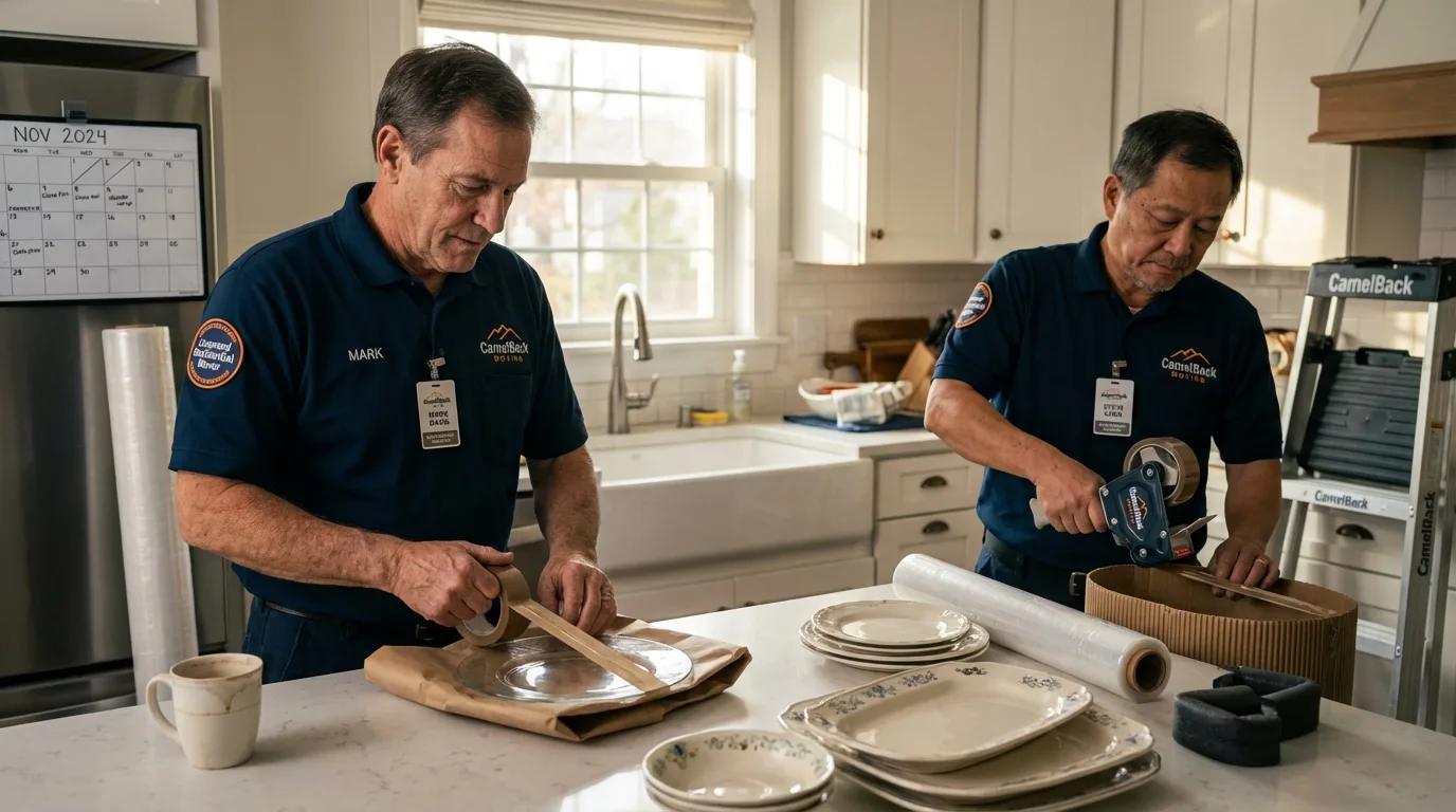 Professional crew packing kitchen dishware in Arcadia, FL